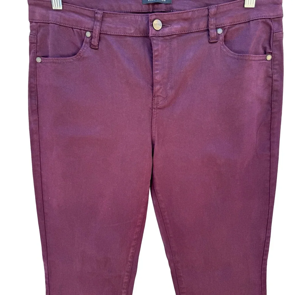 Buffalo David Bitton Vale Burgundy Mid-Rise Stretch Skinny Jeans 12 Jewel Tone